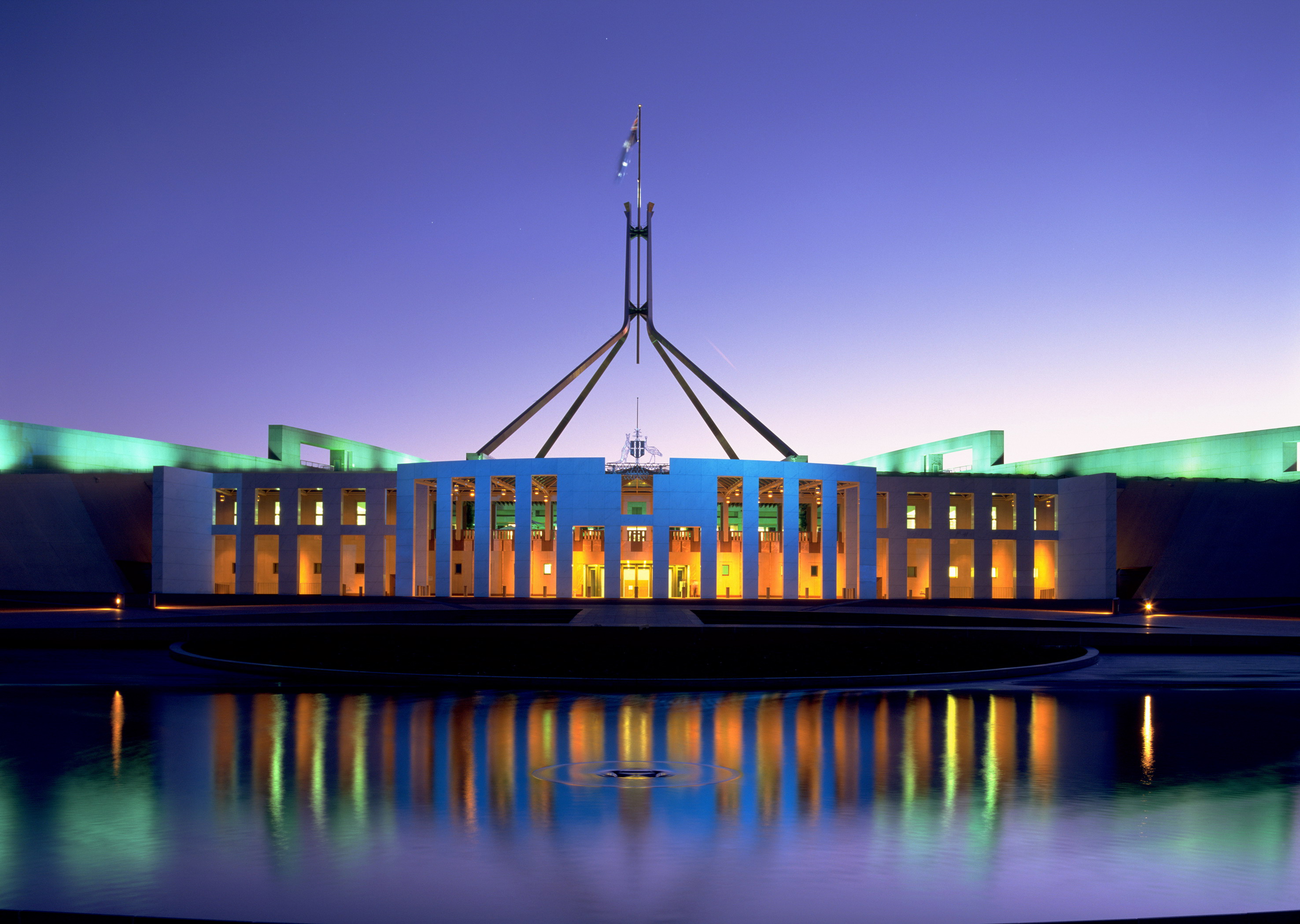 Parliament House at night looking dapper.